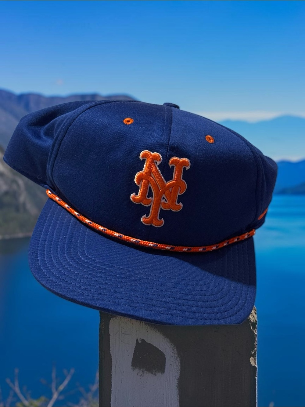 Nike MLB Navy and Orange Rope-Trim Mets Baseball Cap